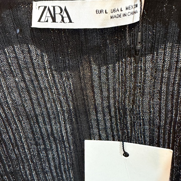 Zara Black Ruffle-Front Knit Top - Picture 5 of 8